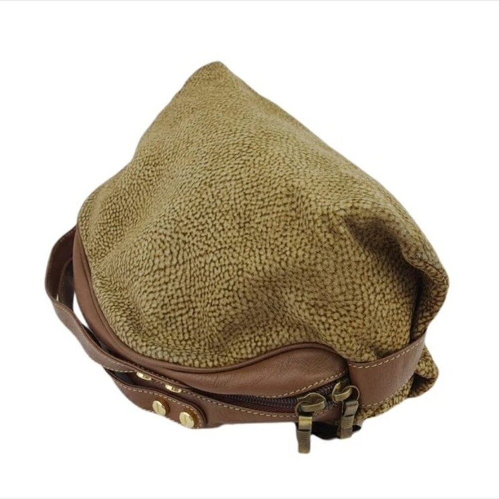 BORBONESE Handbag Brown x beige x gold Women Authentic secondhand